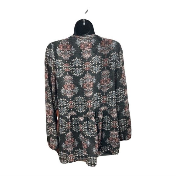 MAURICES, Women’s Top,Size Small,‎ Black, Gray, Wine, Lace, Sheer, tie front - Picture 2 of 6